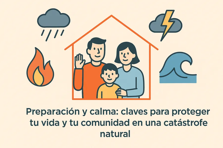  Cómo actuar con seguridad frente a inundaciones, incendios, terremotos o temporales. Imagen generada con DALL·E de OpenAI